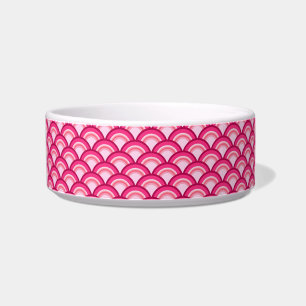 Art Deco golfpatroon - fuchsia en koraal Voerbakje