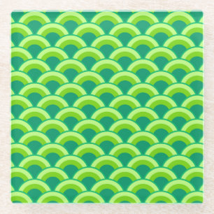 Art Deco-golfpatroon - jade-groen Glazen Onderzetter