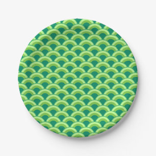 Art Deco-golfpatroon - jade-groen Papieren Bordje