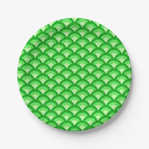 Art Deco-golfpatroon - jade-groen Papieren Bordje