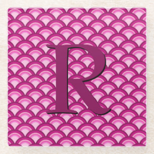 Art Deco-golfpatroon - magenta en roze Glazen Onderzetter