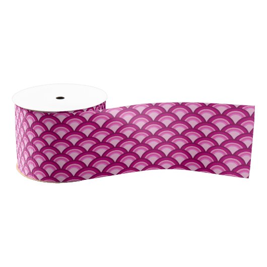 Art Deco-golfpatroon - magenta en roze Grosgrain Lint (Spoel)