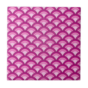 Art Deco-golfpatroon - magenta en roze Tegeltje