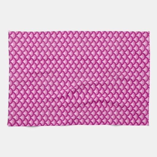 Art Deco-golfpatroon - magenta en roze Theedoek (Horizontaal)