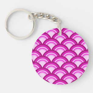 Art Deco golfpatroon - orchidee tinten Sleutelhanger