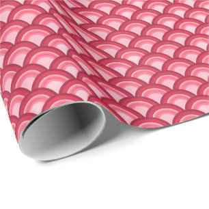 Art Deco-golfpatroon - rood en fuchsia Cadeaupapier