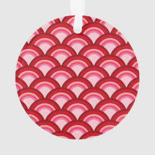 Art Deco-golfpatroon - rood en fuchsia Ornament