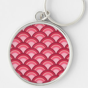 Art Deco-golfpatroon - rood en fuchsia Sleutelhanger