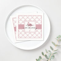 Art Deco Golfpatroon Roze Flamingo Strandfeest