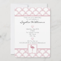 Art Deco Golfpatroon Roze Flamingo Verjaardag