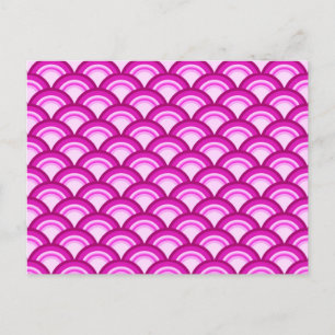 Art Deco golfpatroon - tinten orchidee Briefkaart
