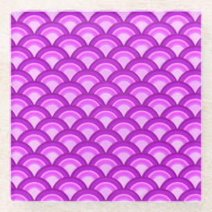 Art Deco-golfpatroon - violet en orchidee Glazen Onderzetter