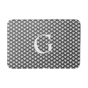 Art Deco-golfpatroon - zwart-wit Badmat