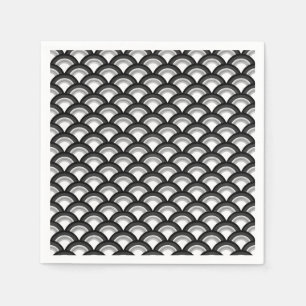 Art Deco-golfpatroon - zwart-wit Servet