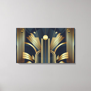 Art Deco Goud Canvas Afdruk