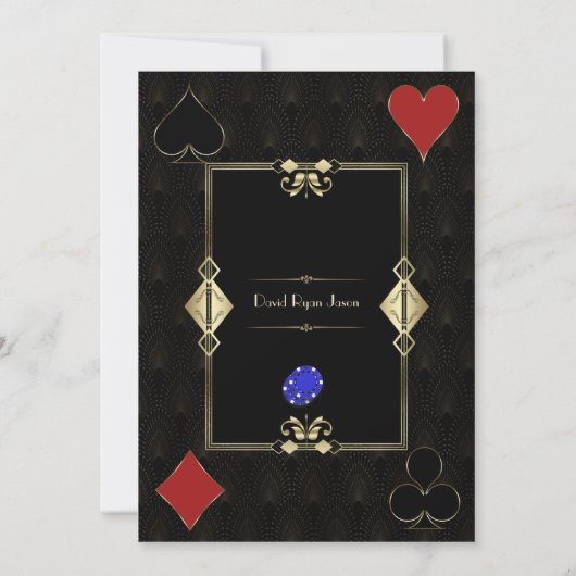 Art Deco Goud Casino Night Poker Man Verjaardag Kaart (Achterkant)