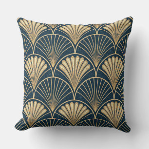 Art Deco Goud En Marineblauw  Kussen