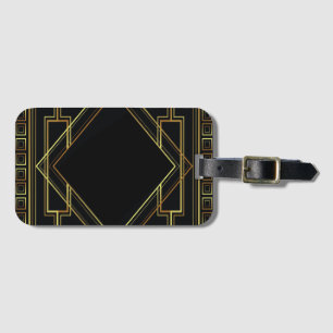  art deco goud en zwart geometrisch patroon bagagelabel