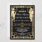 Art Deco Goud Roaring Twenties Moordmysterie Feest Kaart (Voorkant)