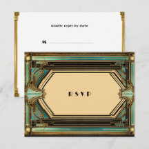 Art Deco Goud Turquoise Zwarte Bruiloft