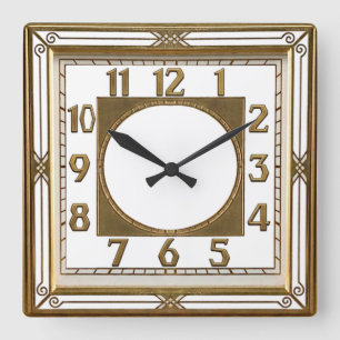 Art Deco Goud Vierkante Klok