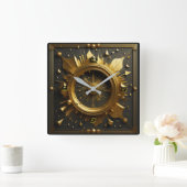Art Deco-goud Vierkante Klok (Huis)