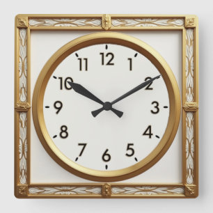 Art Deco Goud Vierkante Klok