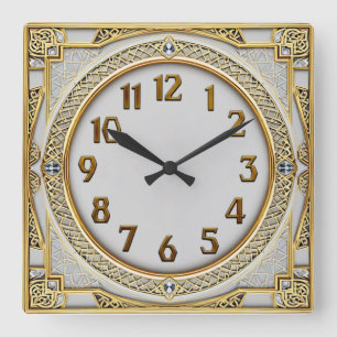 Art Deco Goud Vierkante Klok