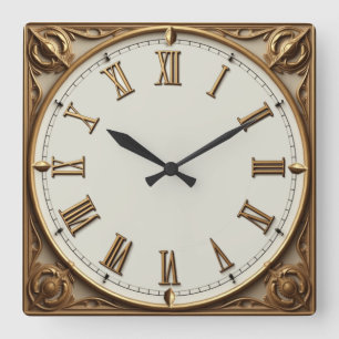 Art Deco Goud Vierkante Klok