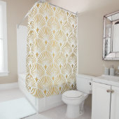 Art Deco: Goud-wit Elegantie. Douchegordijn (In situ)
