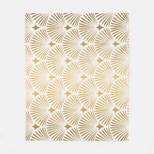 Art Deco: Goud-wit Elegantie. Fleece Deken