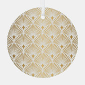 Art Deco: Goud-wit Elegantie. Glas Ornament (Achterkant)