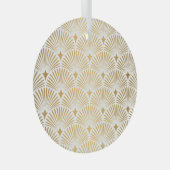 Art Deco: Goud-wit Elegantie. Glas Ornament (Voorkant Rechts)