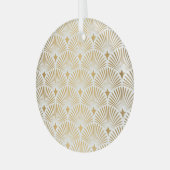 Art Deco: Goud-wit Elegantie. Glas Ornament (Voorkant links)