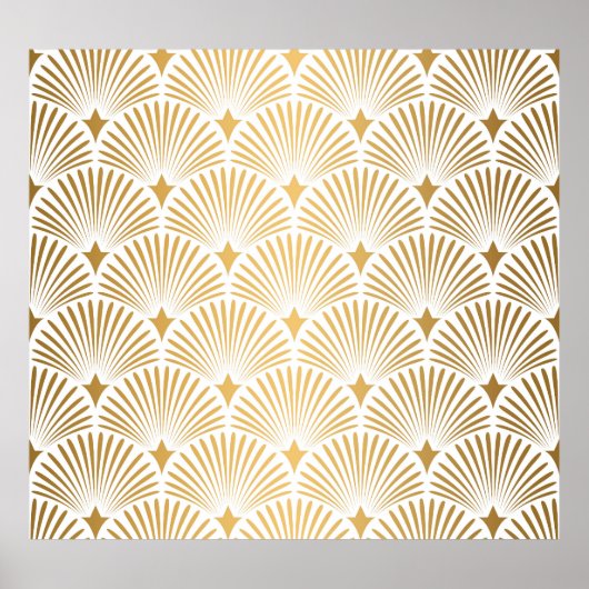 Art Deco: Goud-wit Elegantie. Poster (Voorkant)
