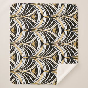 Art Deco Goud Zwart Elegantie: Roaring Twenties Sherpa Deken