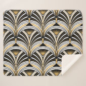 Art Deco Goud Zwart Elegantie: Roaring Twenties Sherpa Deken (Voorkant (horizontaal))