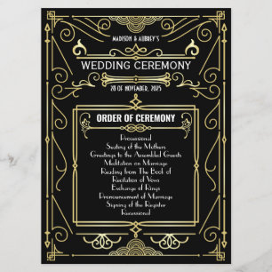 Art Deco Goud Zwart Entourage Orde van Ceremonie Programma