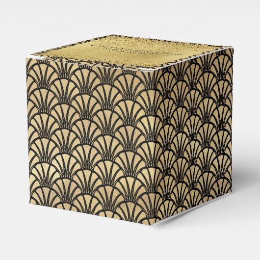 Art Deco Goud Zwart Gatsby 1920's Bruiloft Bedankdoosjes (Voorkant Zijde)