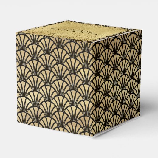 Art Deco Goud Zwart Gatsby 1920's Bruiloft Bedankdoosjes (Achterkant)