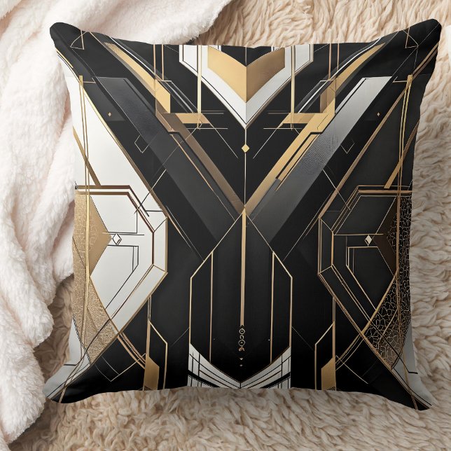 Art Deco Goud Zwart Geometrisch Kruis Design Kussen (Creator heeft geüpload)