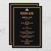 Art Deco Goud Zwart Great Gatsby Trouwmenu Menu (Voorkant / Achterkant)
