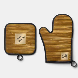 Art Deco Goud Zwart  Modern Collectie Ovenwant & Pannenlap Set