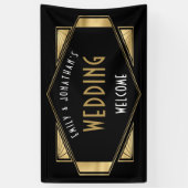 Art Deco Goud Zwart Welkom bij Bruiloft Spandoek (Verticaal)