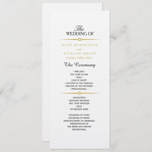 ART DECO GOUDEN APPARATEN Trouwprogramma Programma (Voorkant / Achterkant)