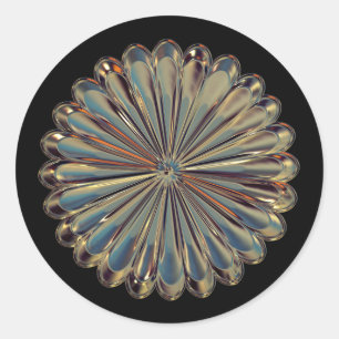 Art deco gouden bloem fan shell metallic look ronde sticker