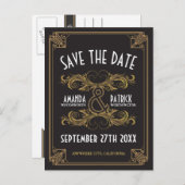 Art Deco  Gouden Bruiloft Save the Date Kaarten (Voorkant / Achterkant)