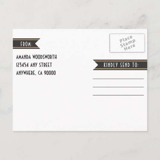 Art Deco  Gouden Bruiloft Save the Date Kaarten (Achterkant)