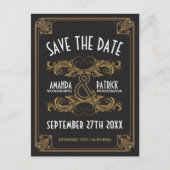 Art Deco  Gouden Bruiloft Save the Date Kaarten (Voorkant)