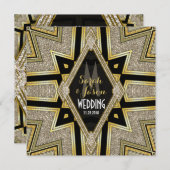 Art Deco Gouden Diamanten bruiloft Kaart (Voorkant / Achterkant)